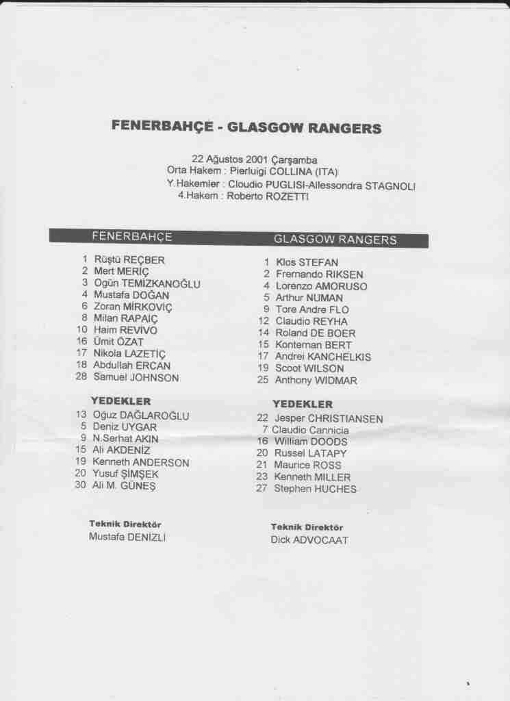 22aug01 teamsheet
