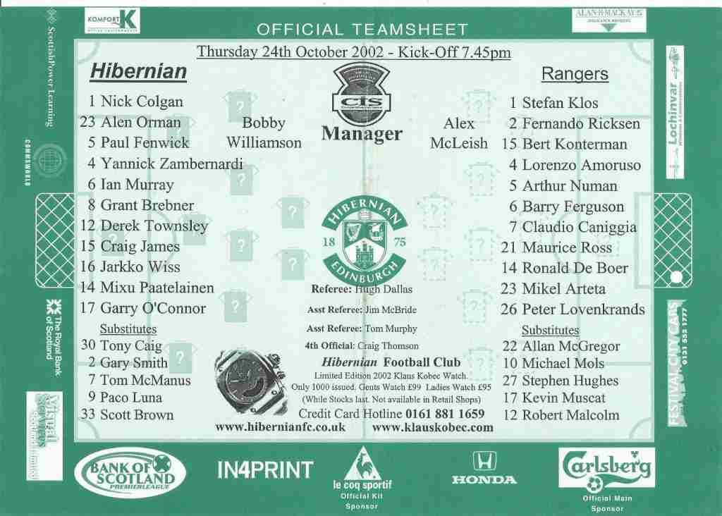 24oct02 teamsheet