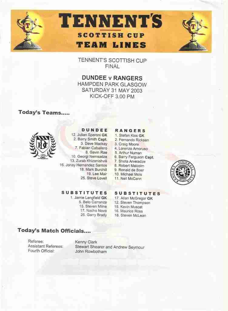 31may03 teamsheet