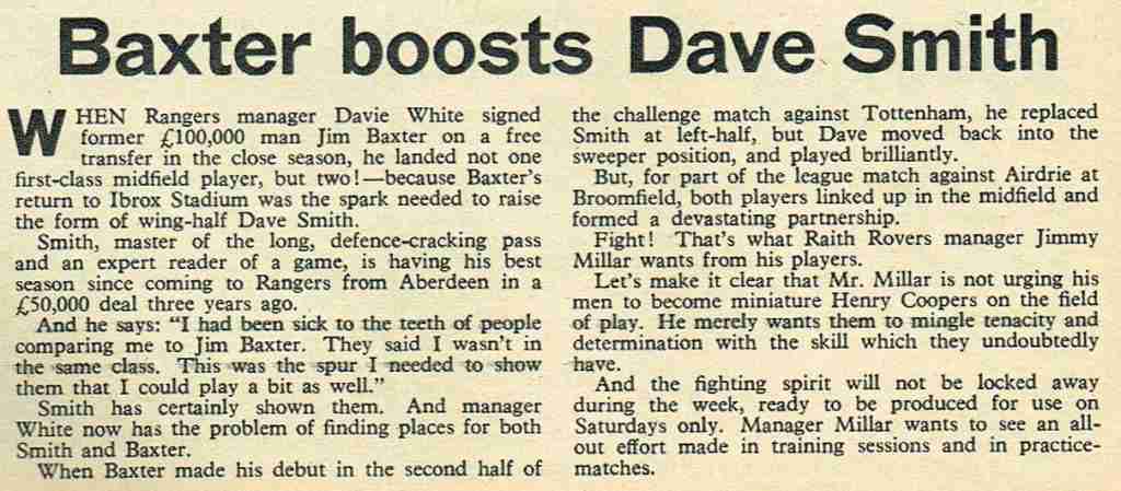 baxter boosts #davesmith #jimbaxter #rangers #goal 1969 09 13