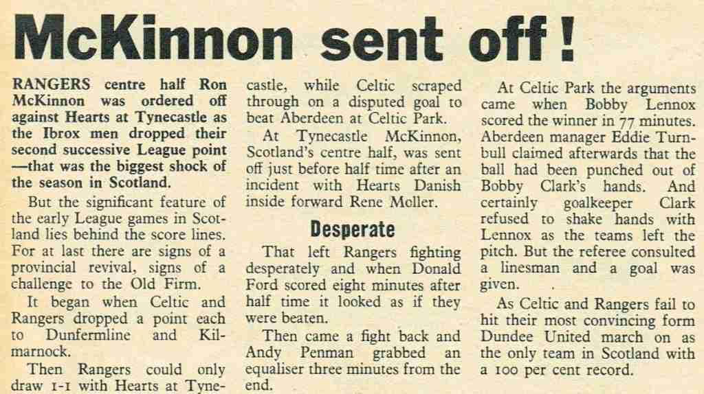 mckinnon sent off! #ronmckinnon #rangers v #hearts #goal 1968 10 05