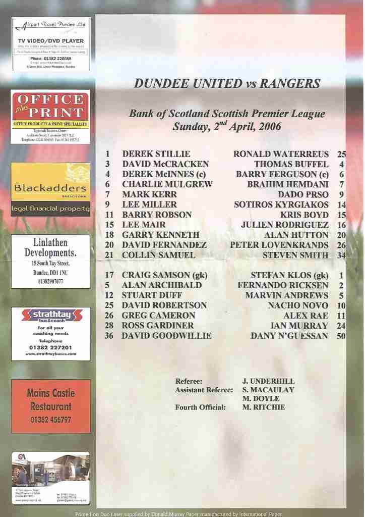 02apr06 teamsheet
