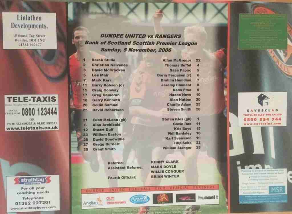 05nov06 teamsheet