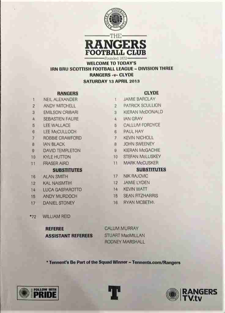 13apr13 teamsheet
