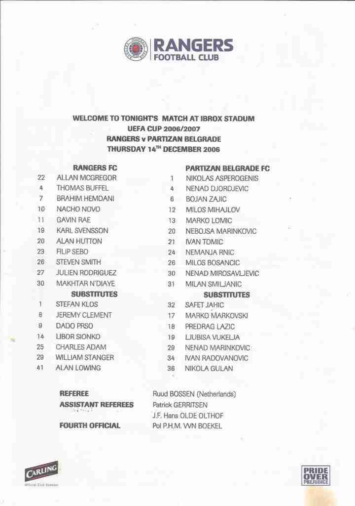 14dec06 teamsheet