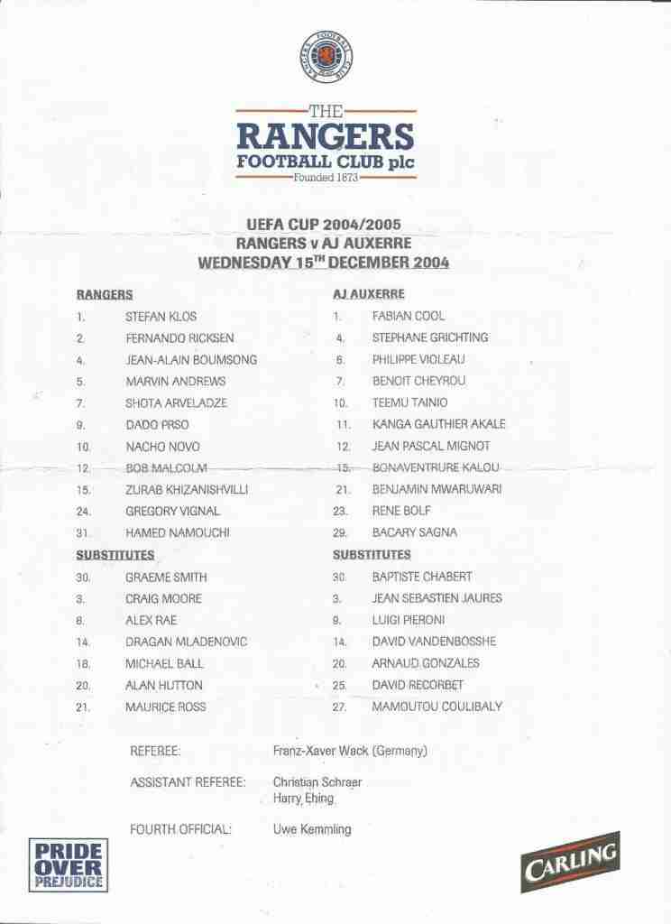 15dec04 teamsheet