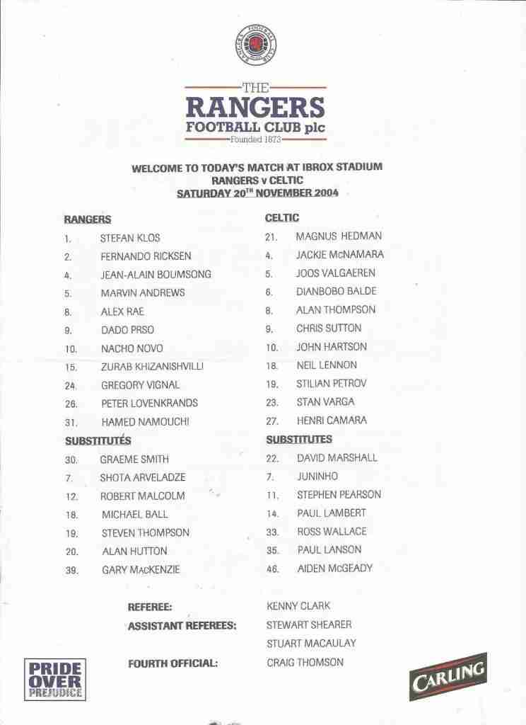 20nov04 teamsheet