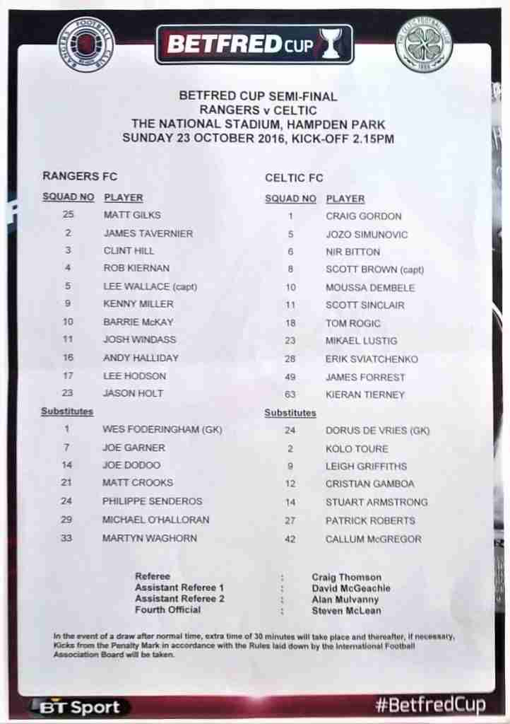 23oct16 teamsheet