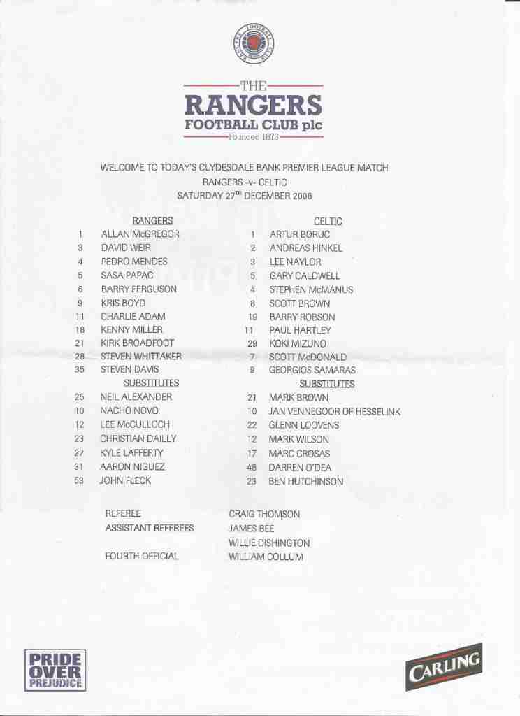 27dec08 teamsheet