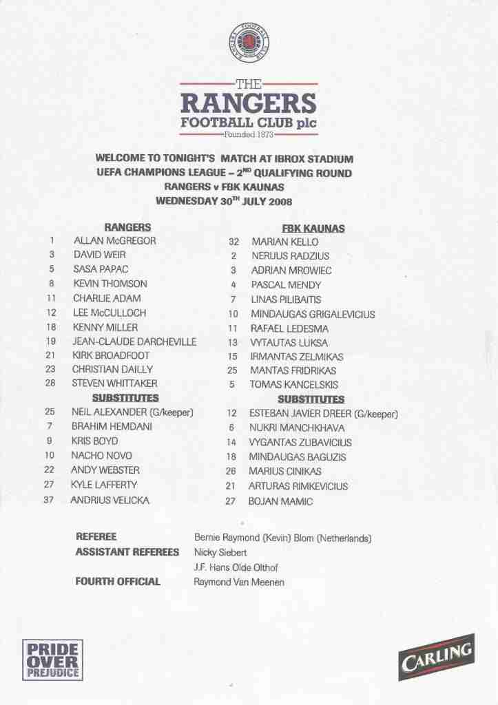30jul08 teamsheet