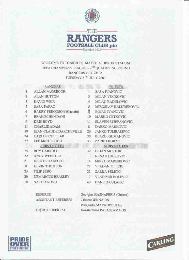 31jul07 teamsheet