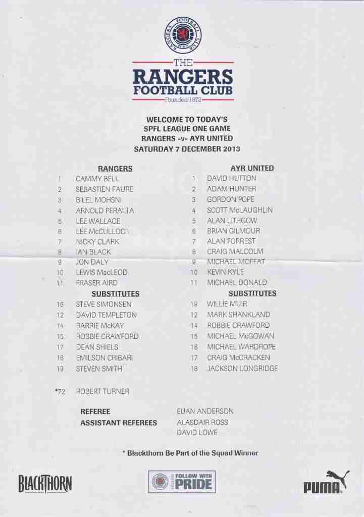 07dec13 teamsheet