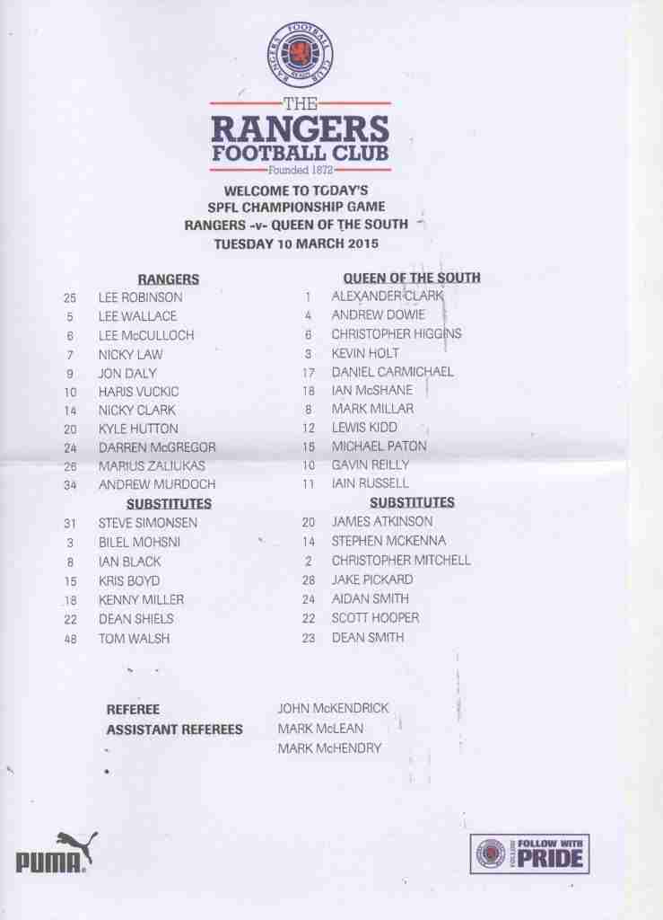 10mar15 teamsheet