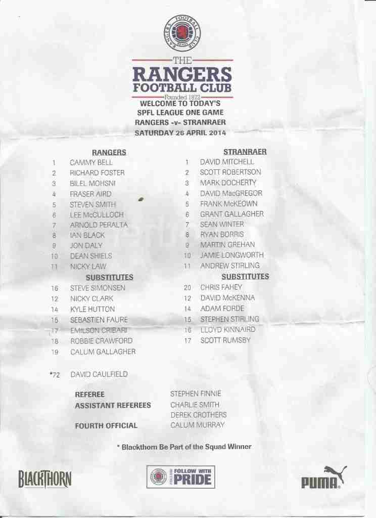 26apr14 teamsheet