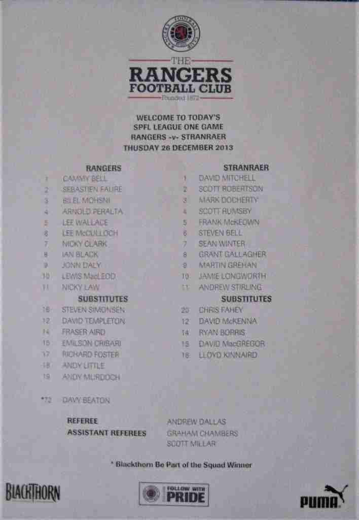 26dec13 teamsheet