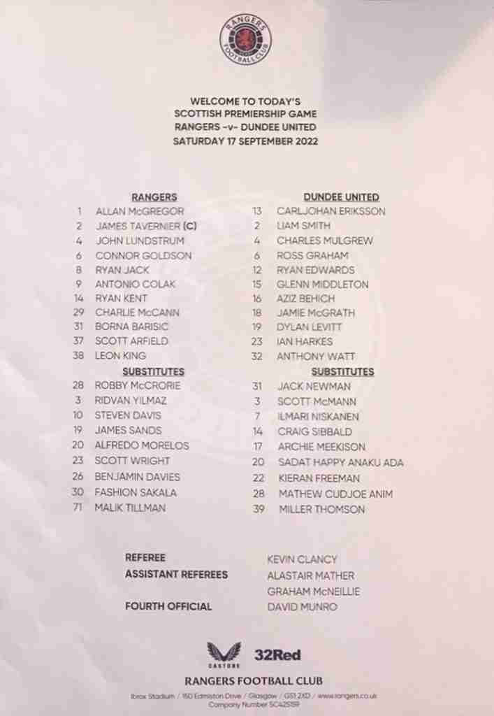 17sep22 teamsheet